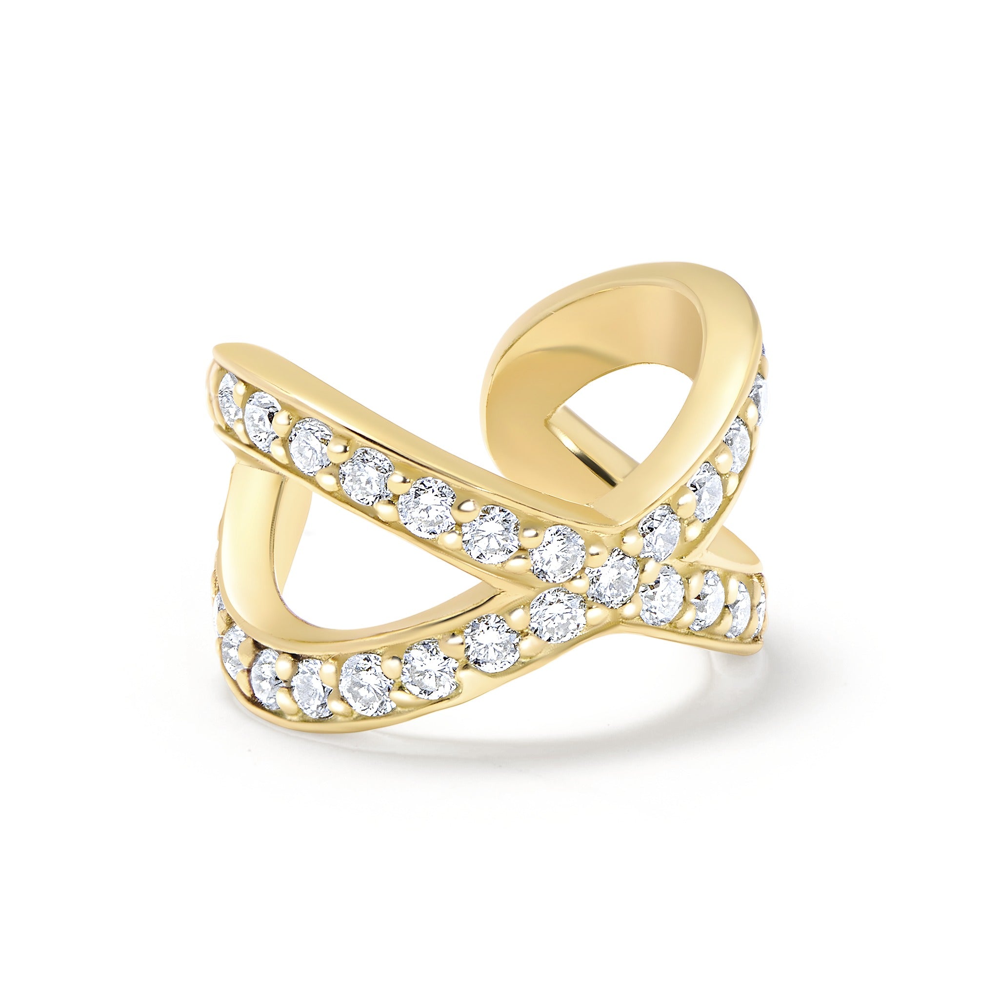 E’LHAA Xenia pavé ear cuff in yellow gold with lab-grown diamonds