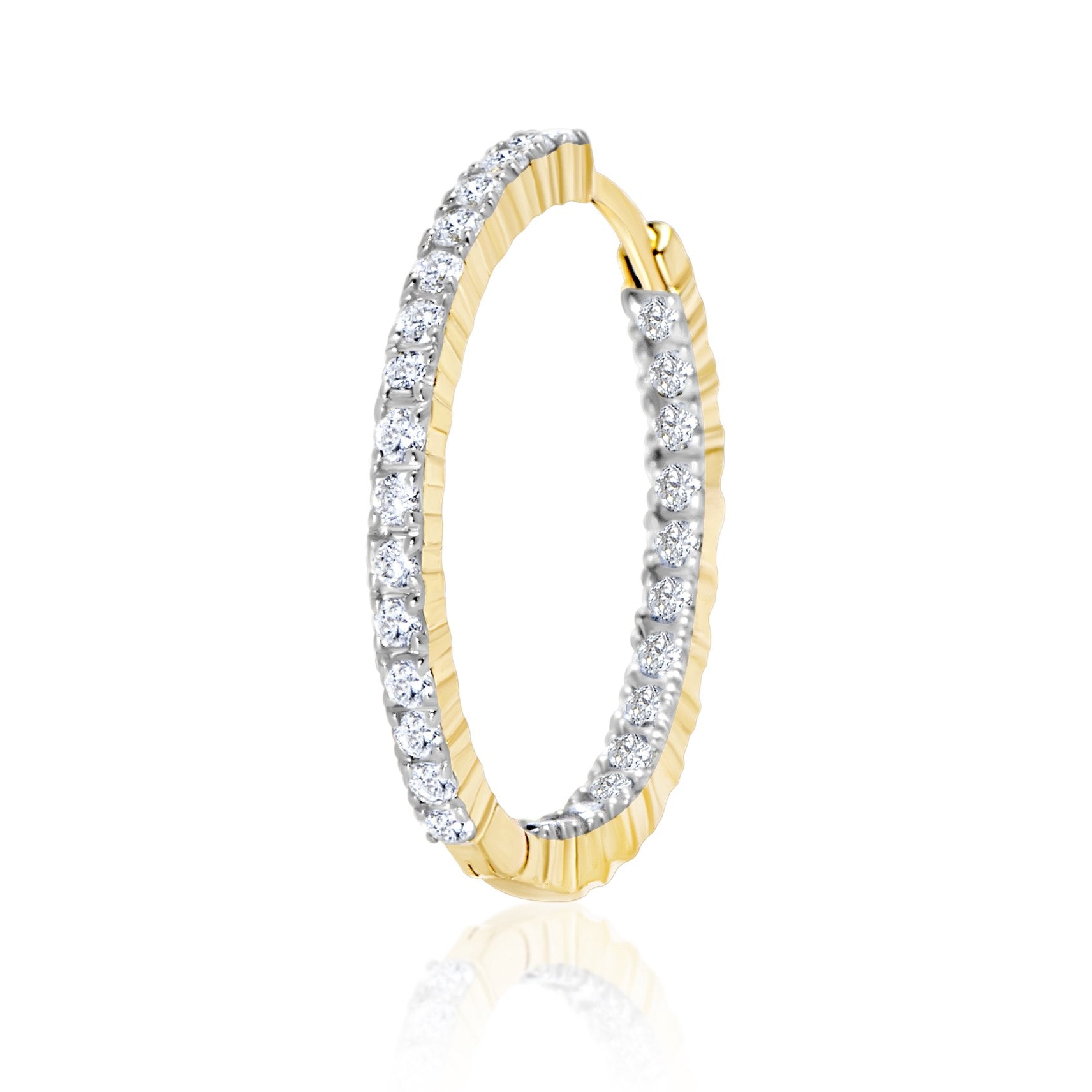 E’LHAA Aria double diamond hoops in yellow gold, lab-grown diamonds