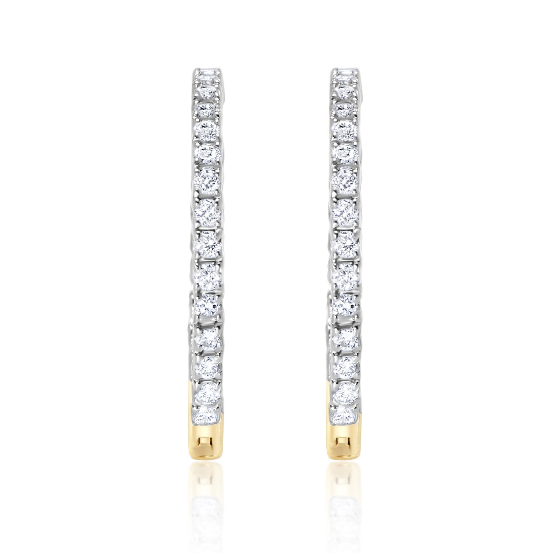 E’LHAA Aria double diamond hoops in yellow gold, lab-grown diamonds