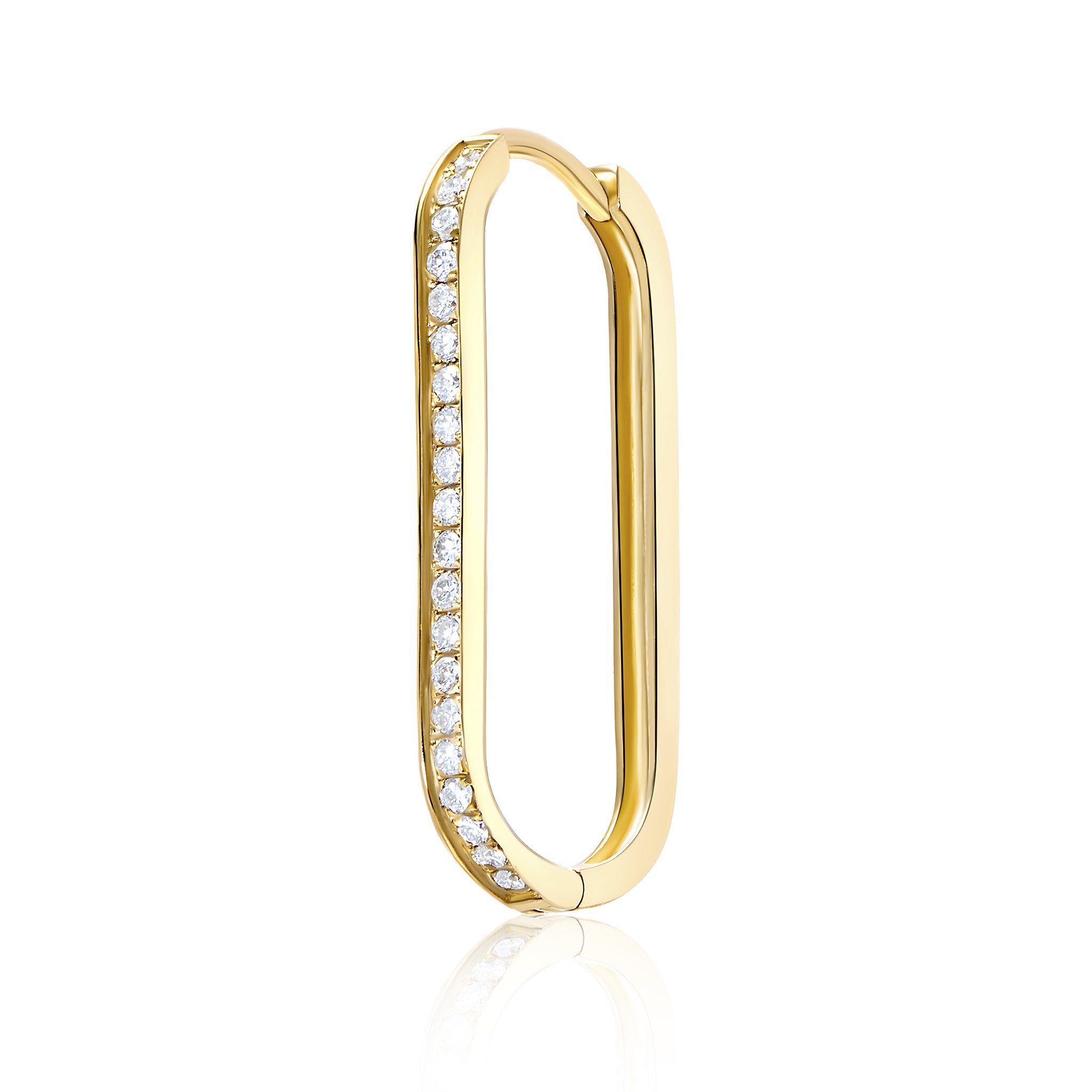 E’LHAA Luxe oval huggie earrings in yellow gold, lab-grown diamonds